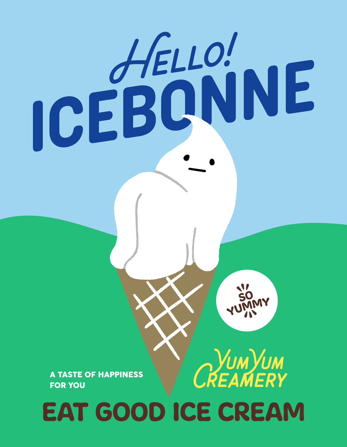 Hello! ICEBONNE EAT GOOD ICE CREAM