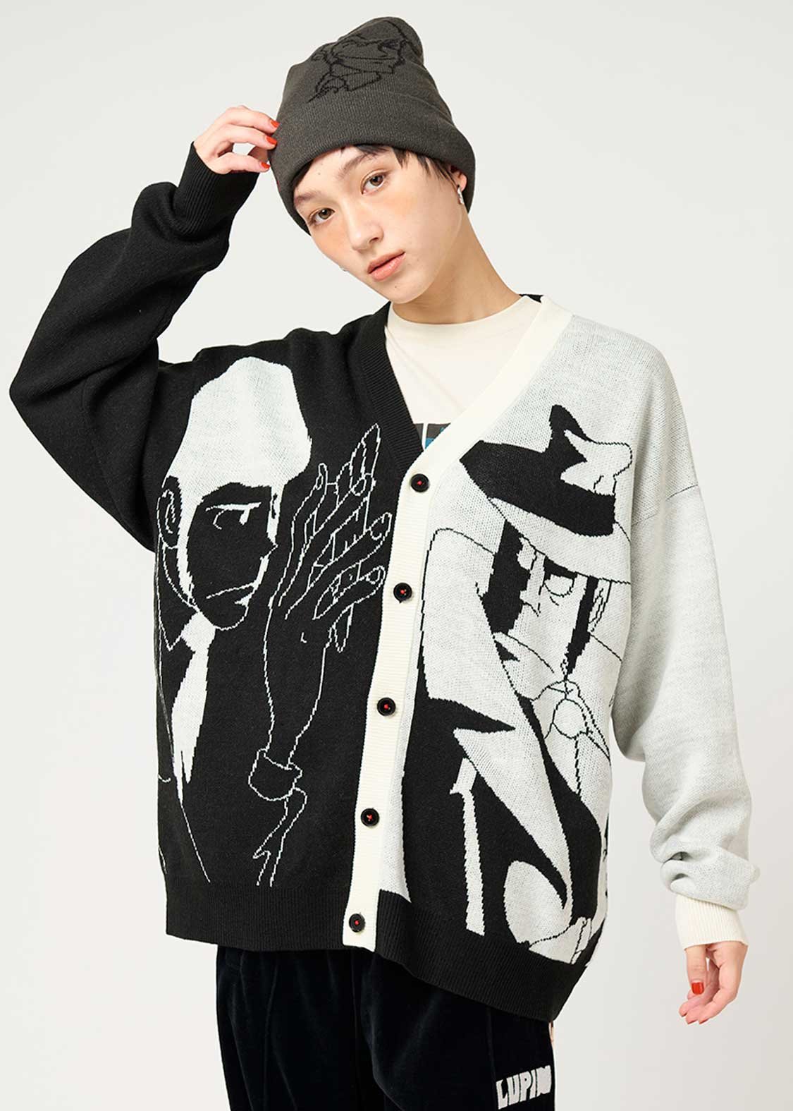 ルパン三世　グラニフ　リバーシブル ボンバージャケット グレー ルパン三世 グラニフ リバーシブル ボンバージャケット グレー