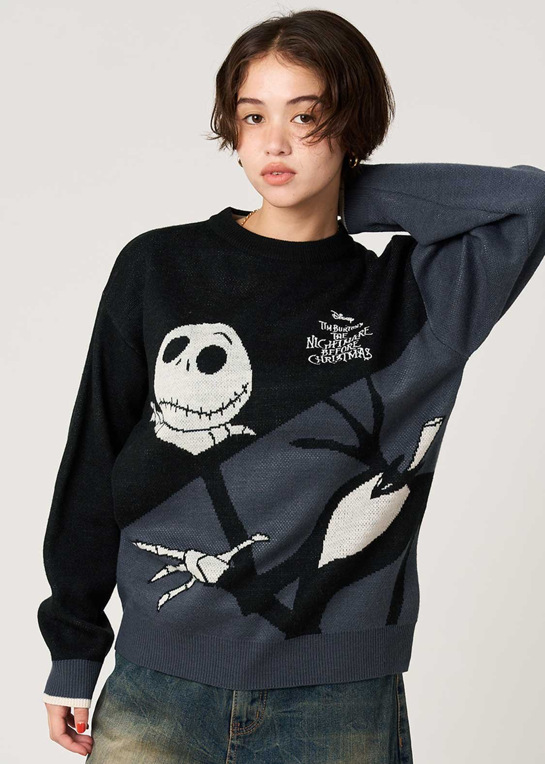 グラニフ　ナイトメアービフォアクリスマス　　ニット　セーター　XL ハロウィン グラニフ×『ナイトメアー・ビフォア・クリスマス』満月の夜に立つ