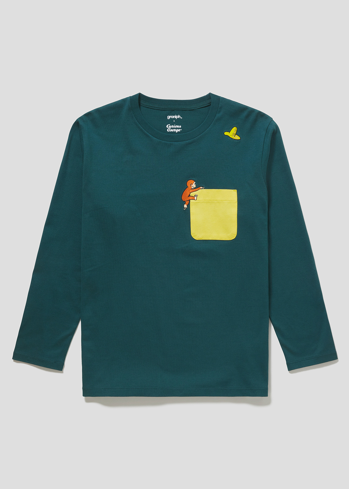 ユニセックス ポケット ジョージ おさるのジョージ コラボ長袖tシャツ グラニフ公式オンラインストア