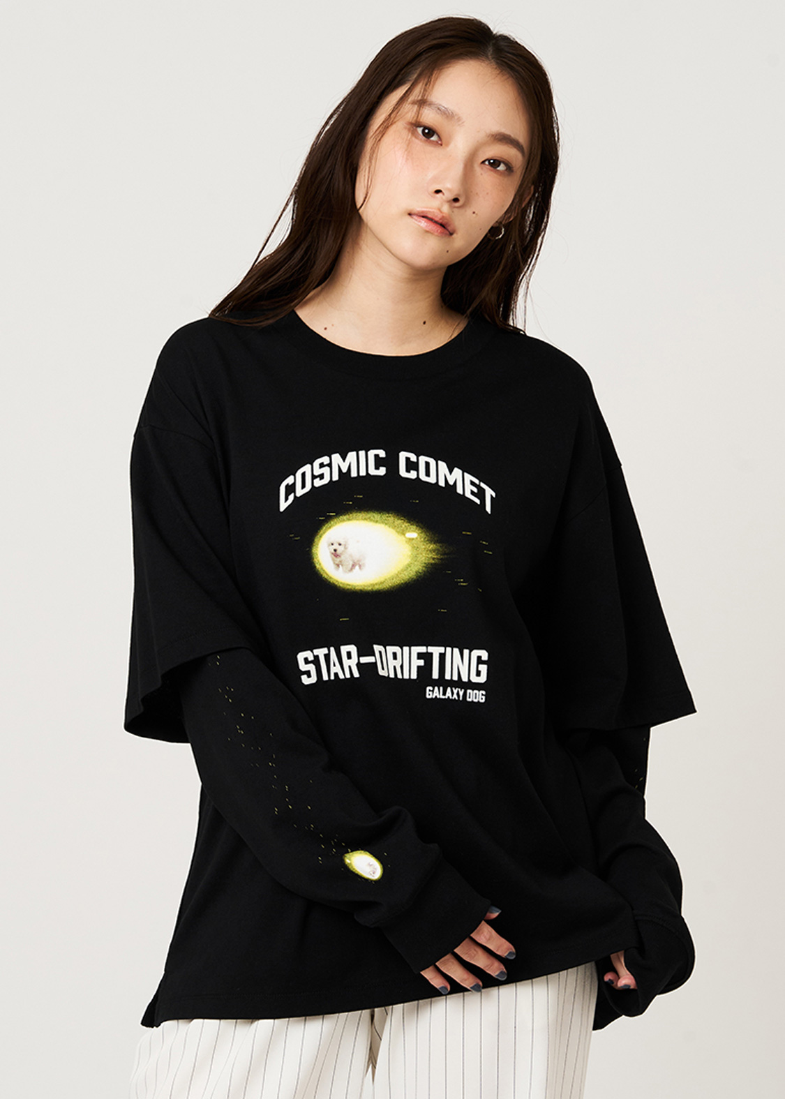 ギャラクシードッグ｜レイヤードビッグシルエット長袖Tシャツ｜ユニ