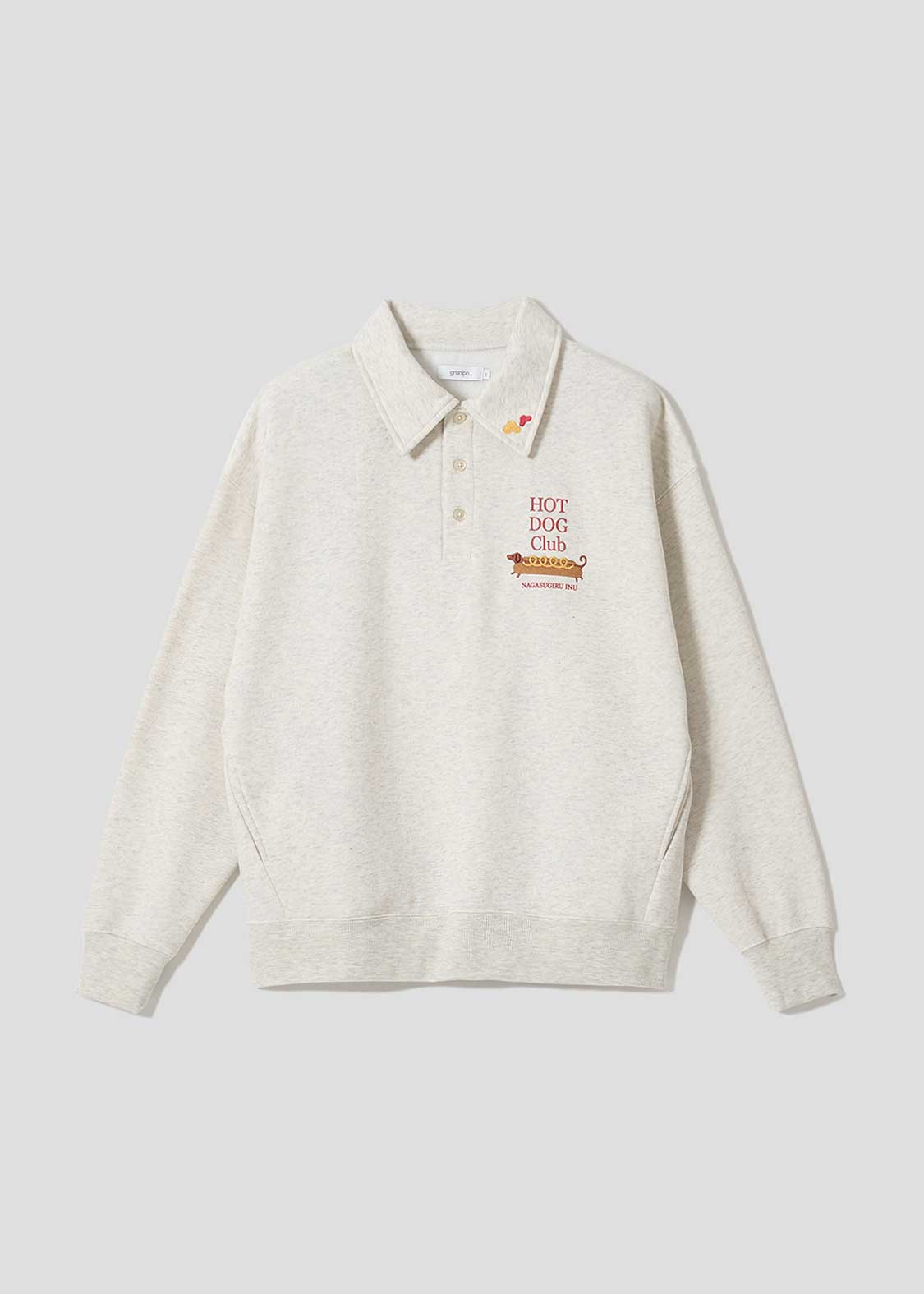 ナガスギルイヌホットドッグクラブ｜フワキモウ裏毛襟付スウェット