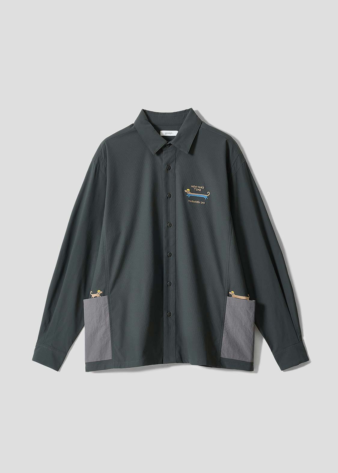 ナガスギルイヌニューヨクタイム｜サイドポケットルーズシャツ