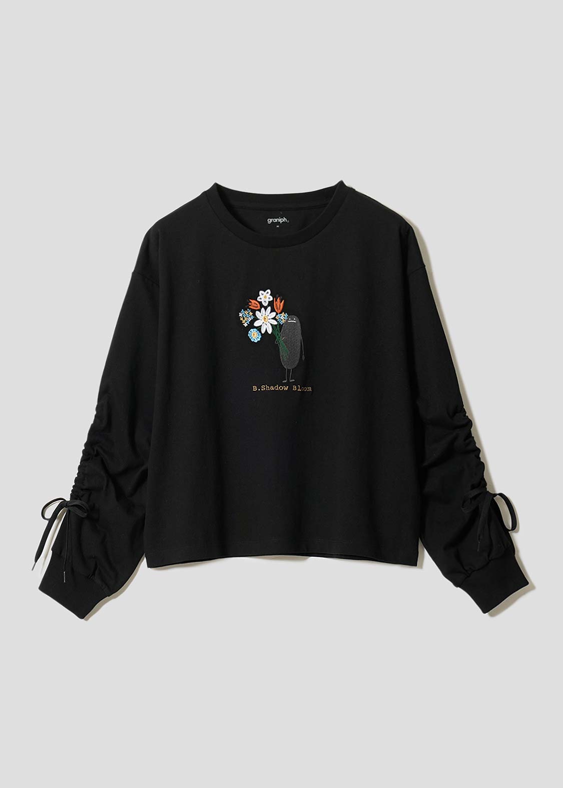 ビューティフルシャドーブルーム｜ギャザースリーブ長袖Tシャツ