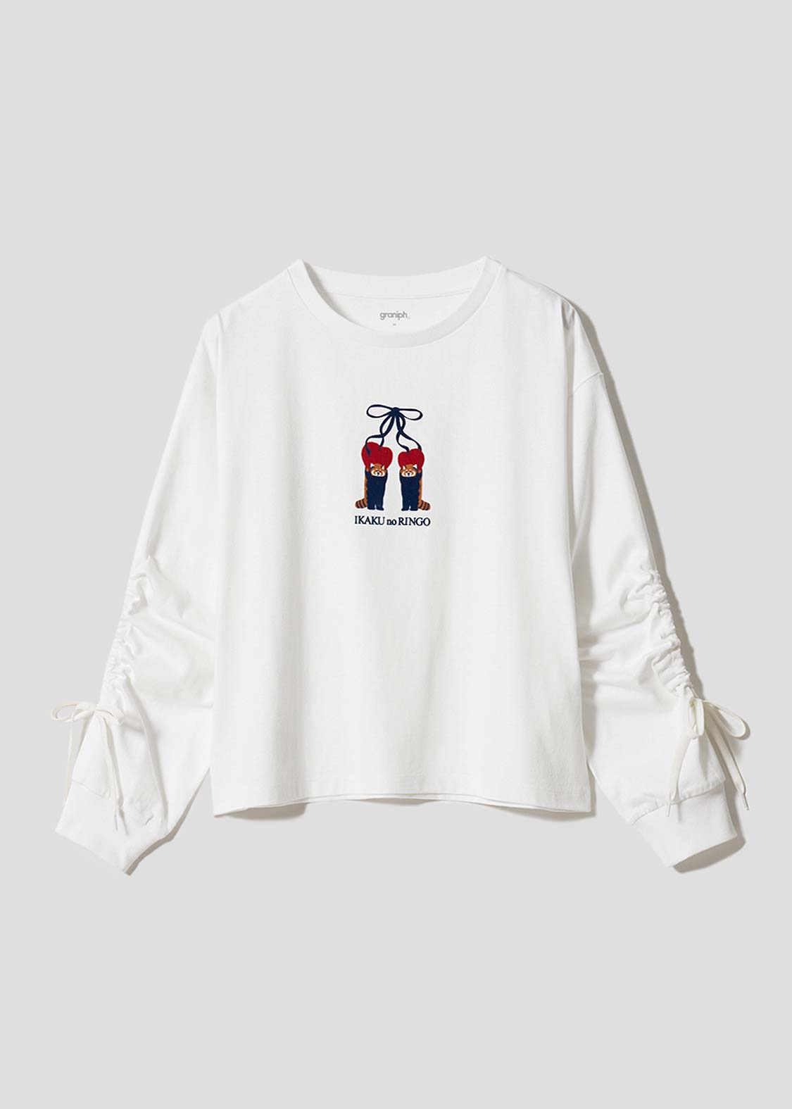 イカクノリンゴ｜ギャザースリーブ長袖Tシャツ