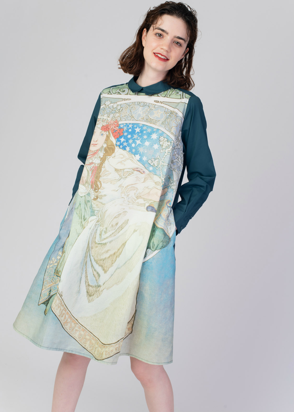 ウィメンズ ヒヤシンス姫 ミュシャ コラボシャツワンピース グラニフ公式オンラインストア