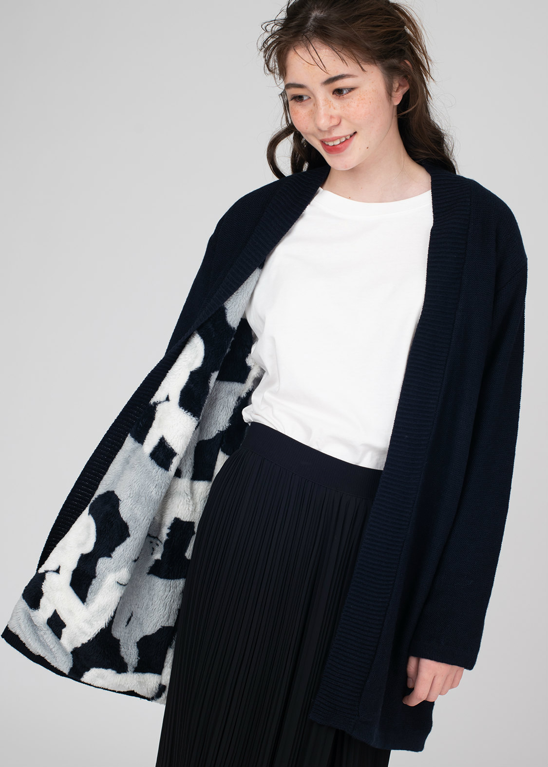 ELLE PARIS オリジナルペルーアルパカ混ニットカーディガン