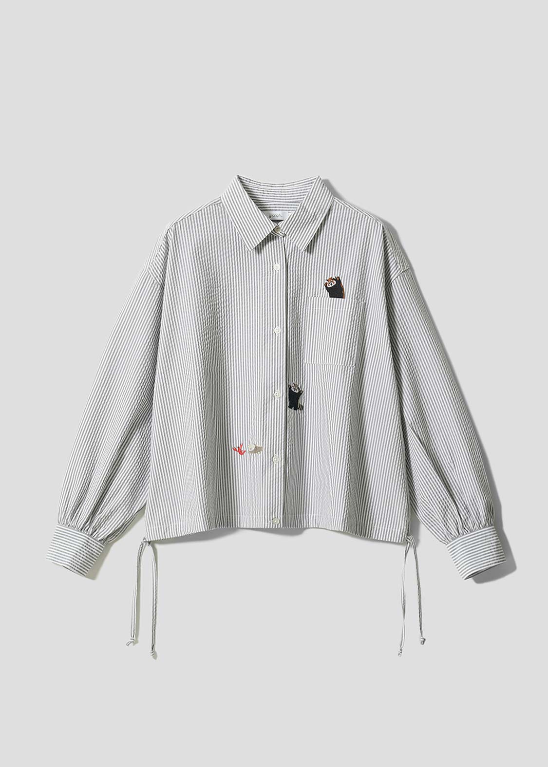 イカクセイチョウ｜シアサッカードローコードシャツ