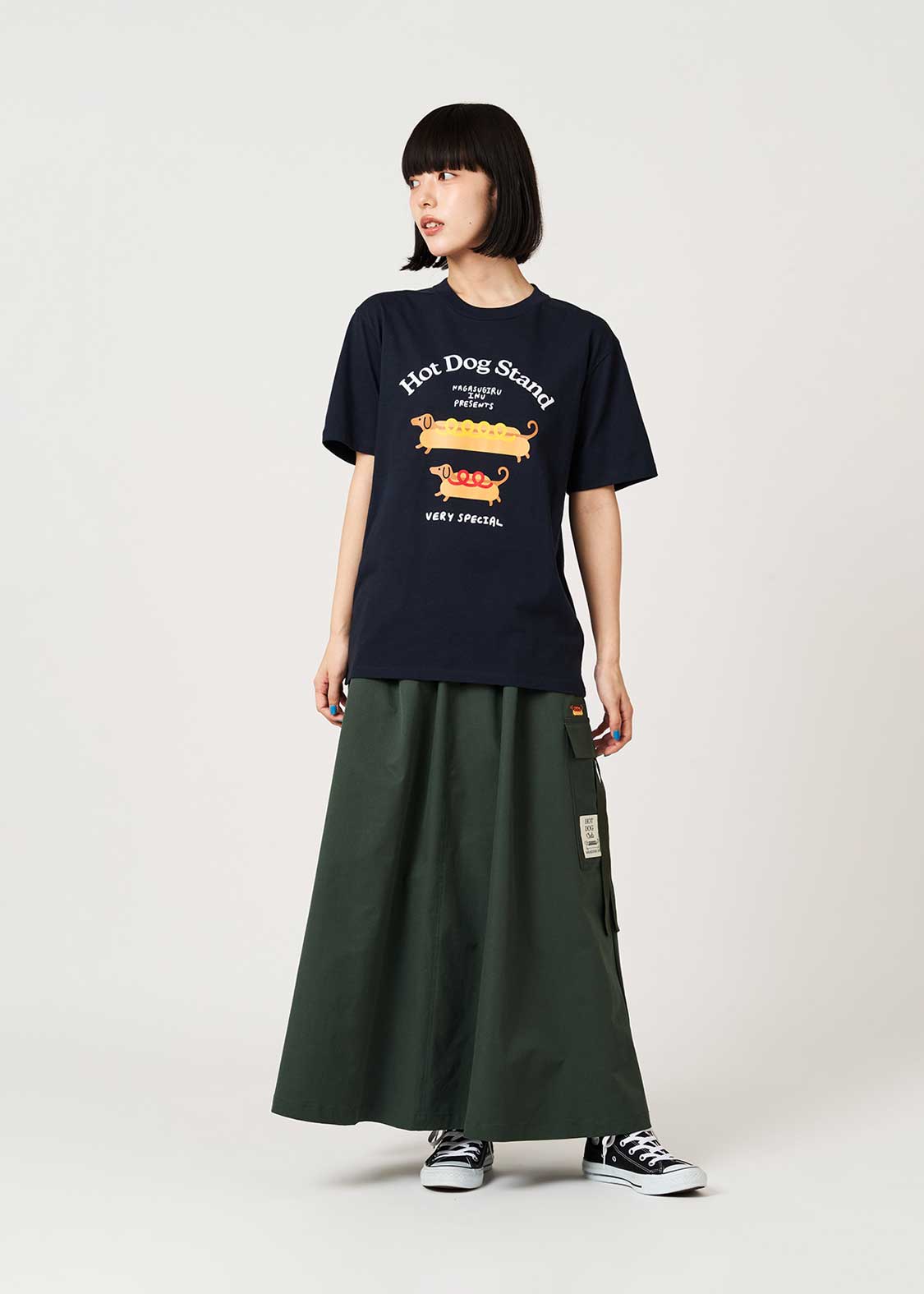 【サル（同封NG）】　りょくみ　パンツ　Tシャツ ナガスギルイヌミーツホットドッグ｜Tシャツ｜ユニセックス｜グラニフ