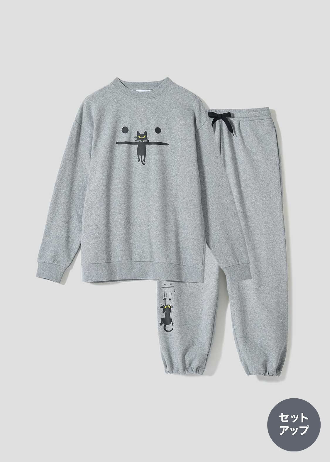 ネコカブリビューティフルシャドー｜裏毛ルームウエアセット