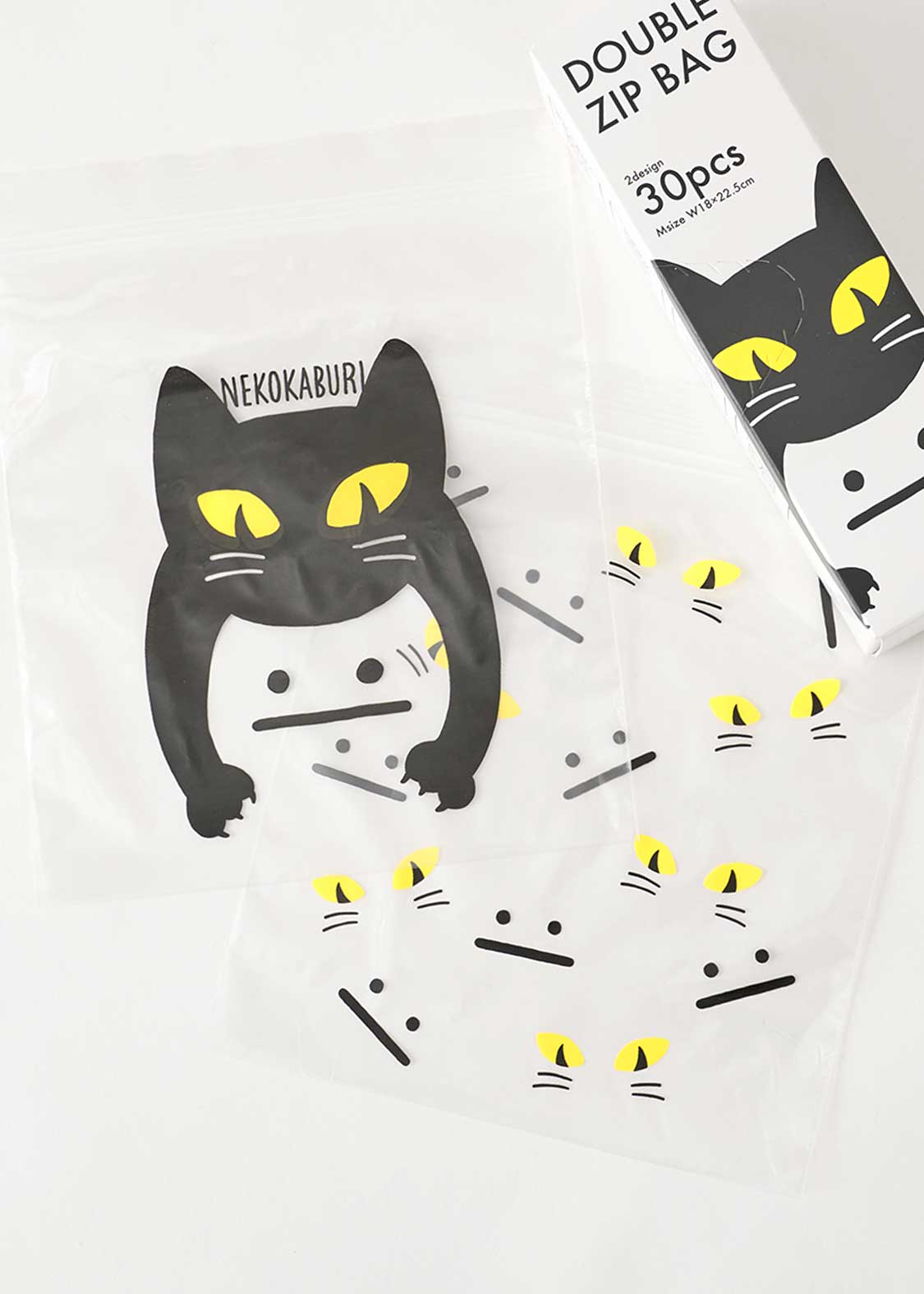 ネコカブリビューティフルシャドー｜ダブルジップバッグM｜ホーム